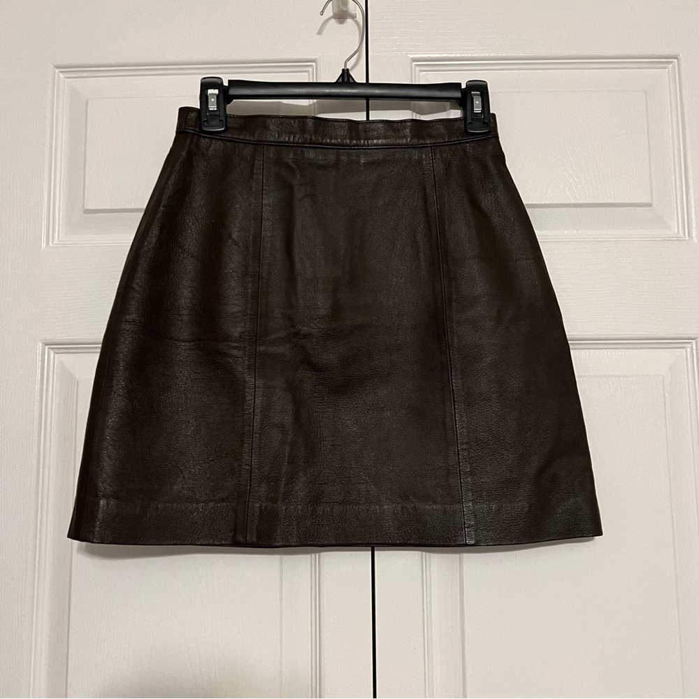 Vintage Spiegel Brown Leather Mini Skirt